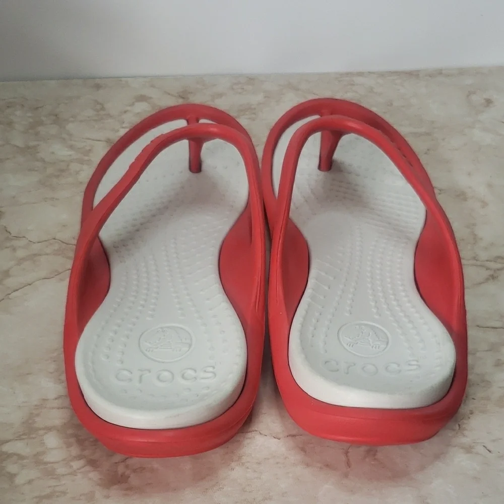CROCS Women's Red and White Sandals